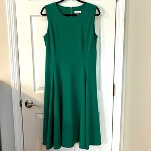 Green A-Line Calvin Klein Dress with Pockets